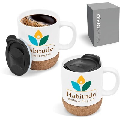 Serendipio Sienna Cork &amp; Ceramic Sublimation Coffee Mug - 340ml