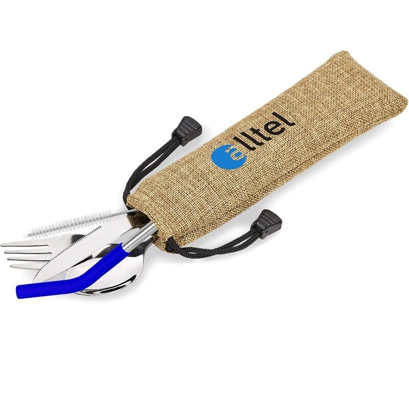 Kooshty Safari Cutlery &amp; Straw Set - Blue