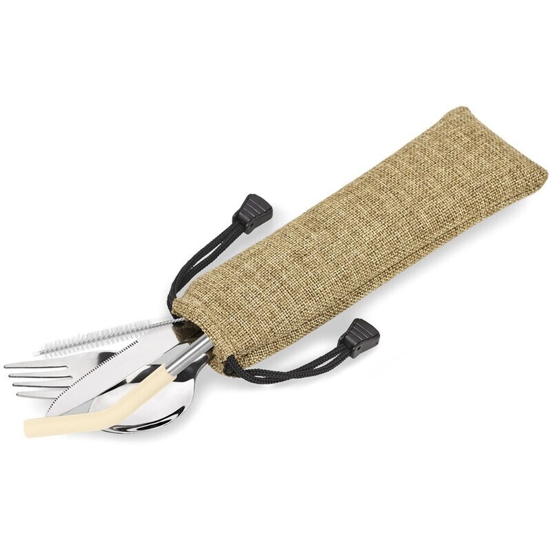 Kooshty Safari Cutlery &amp; Straw Set - Cream