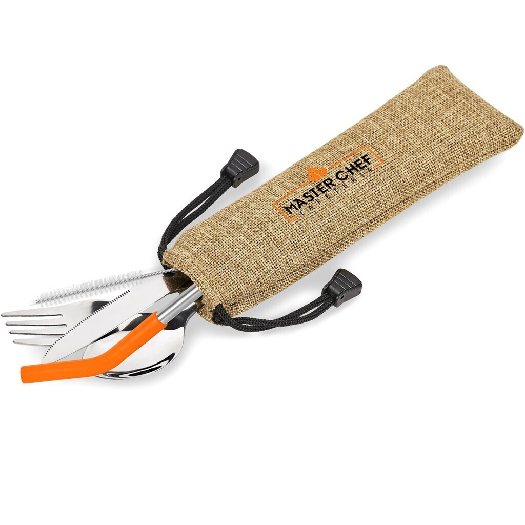 Kooshty Safari Cutlery &amp; Straw Set - Orange