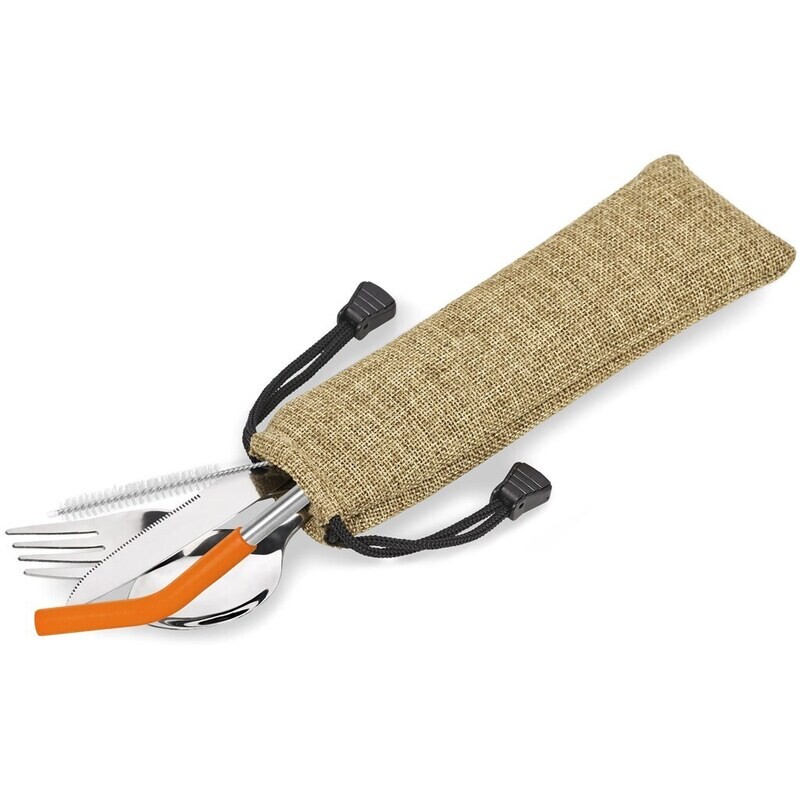 Kooshty Safari Cutlery &amp; Straw Set - Orange
