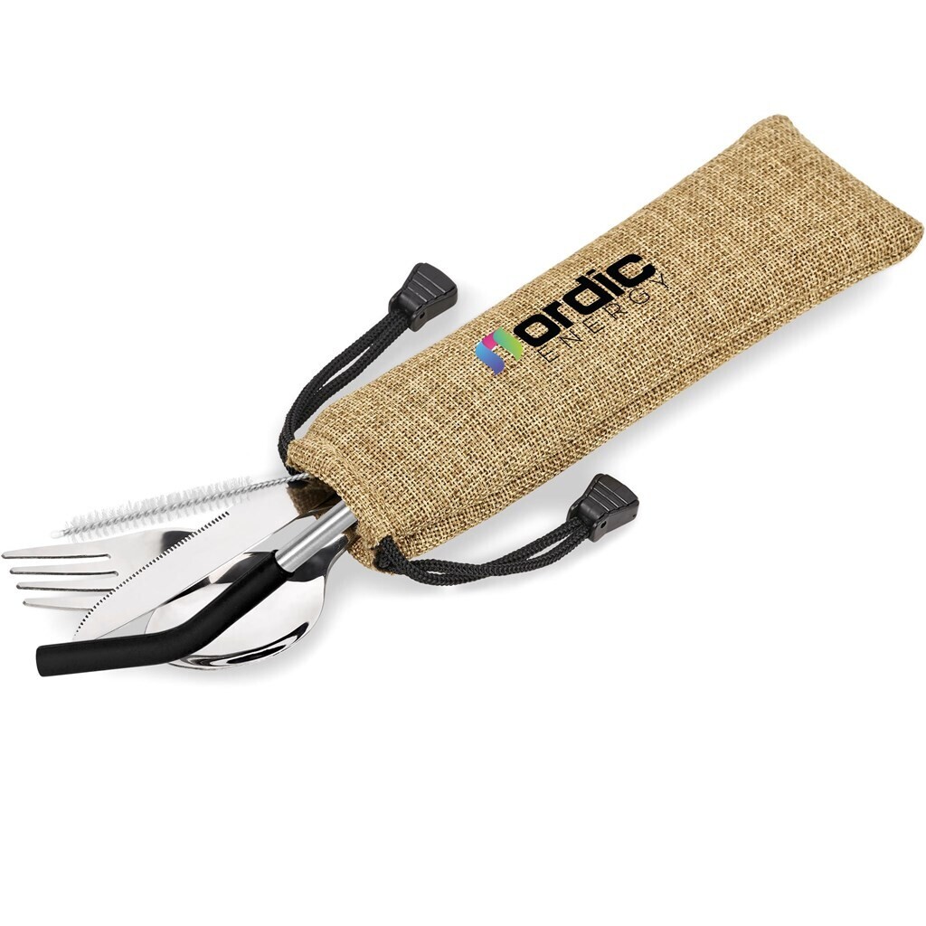 Kooshty Safari Cutlery &amp; Straw Set - Black