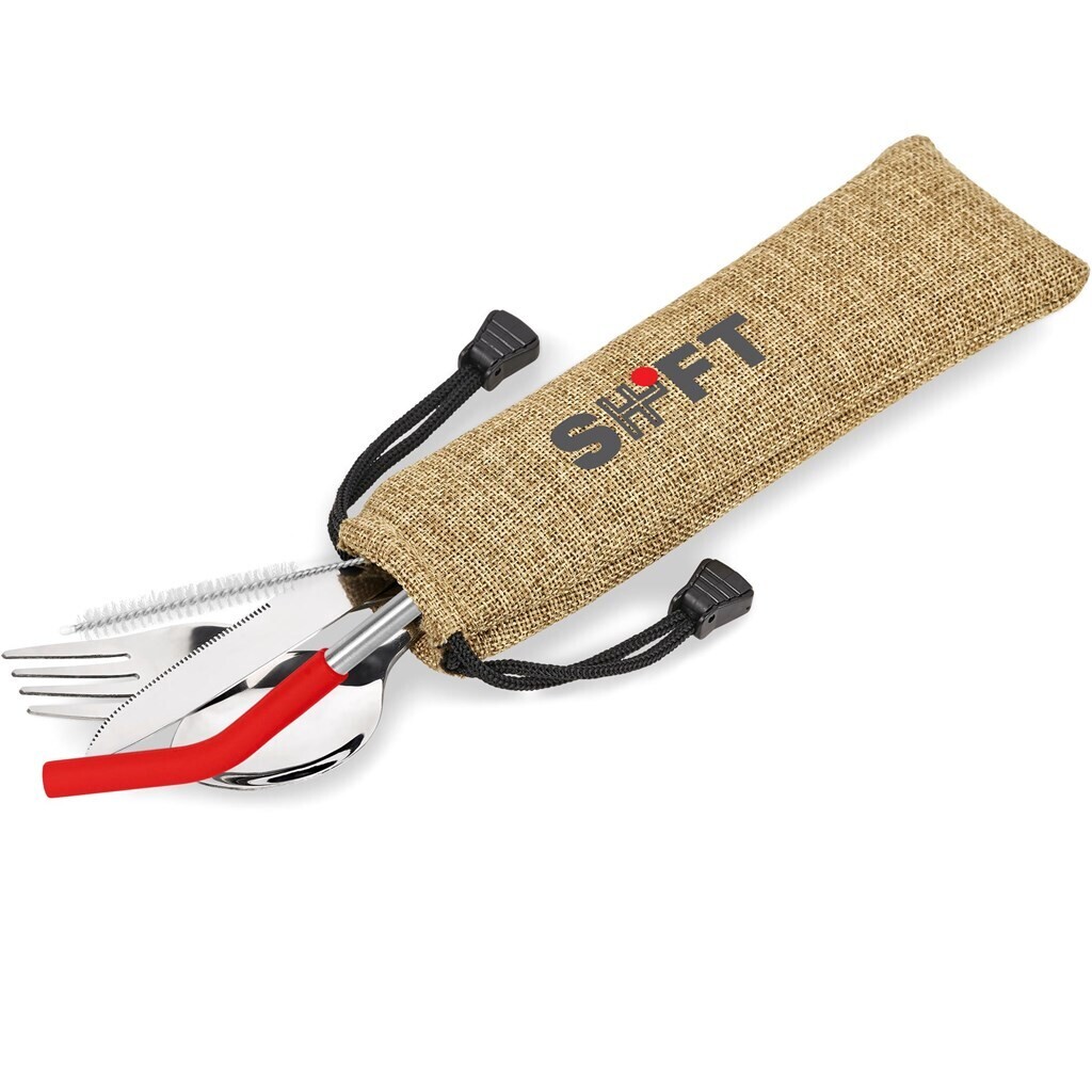 Kooshty Safari Cutlery &amp; Straw Set - Red