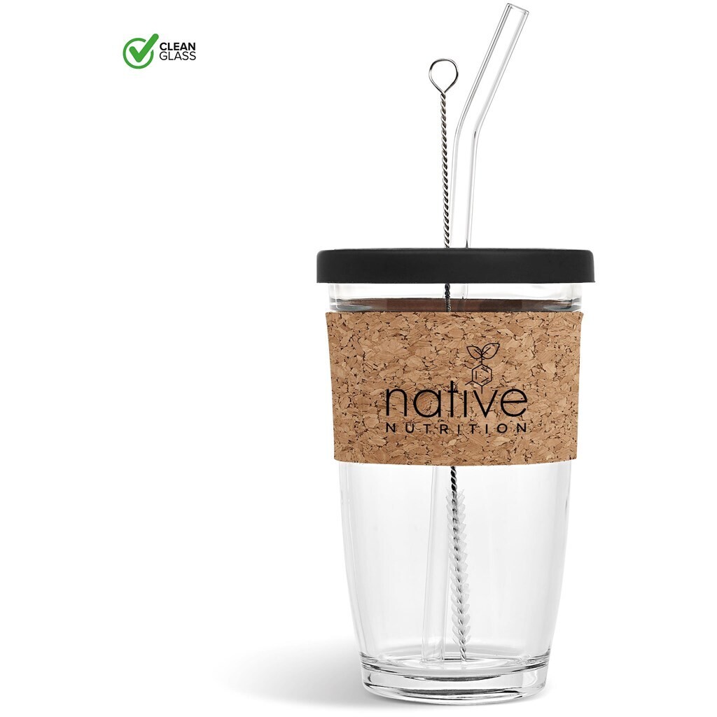 Kooshty Kork Glass Smoothie Kup &amp; Straw - 480ml