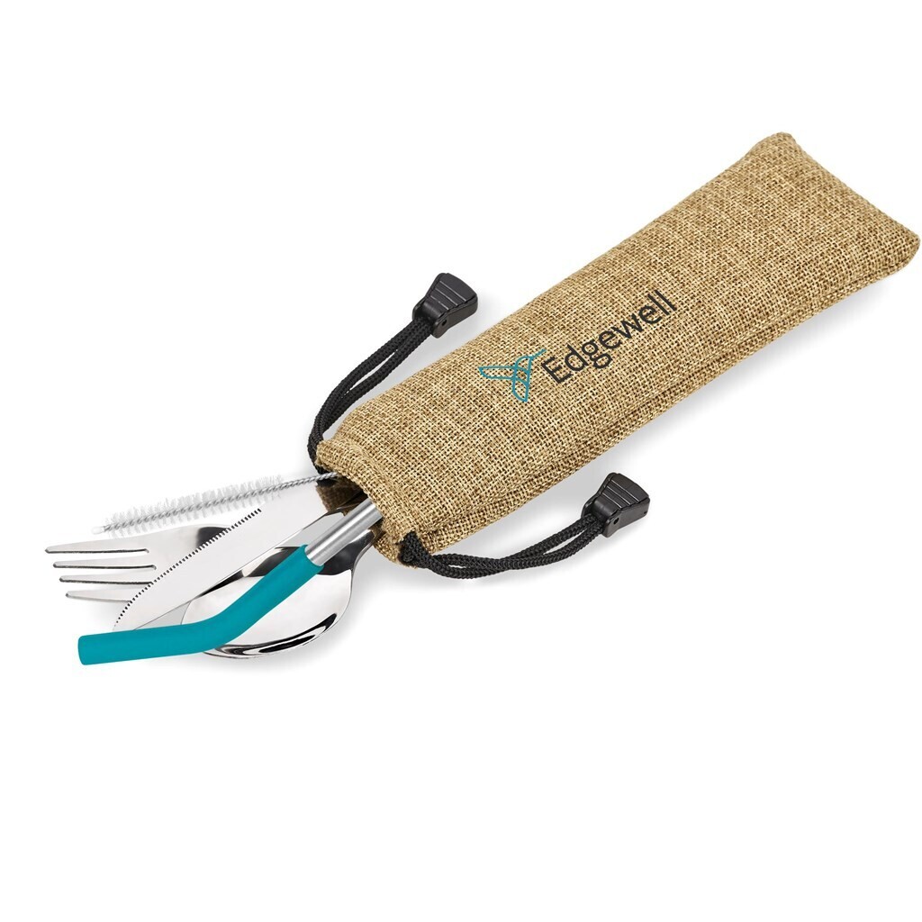 Kooshty Safari Cutlery &amp; Straw Set - Turquoise