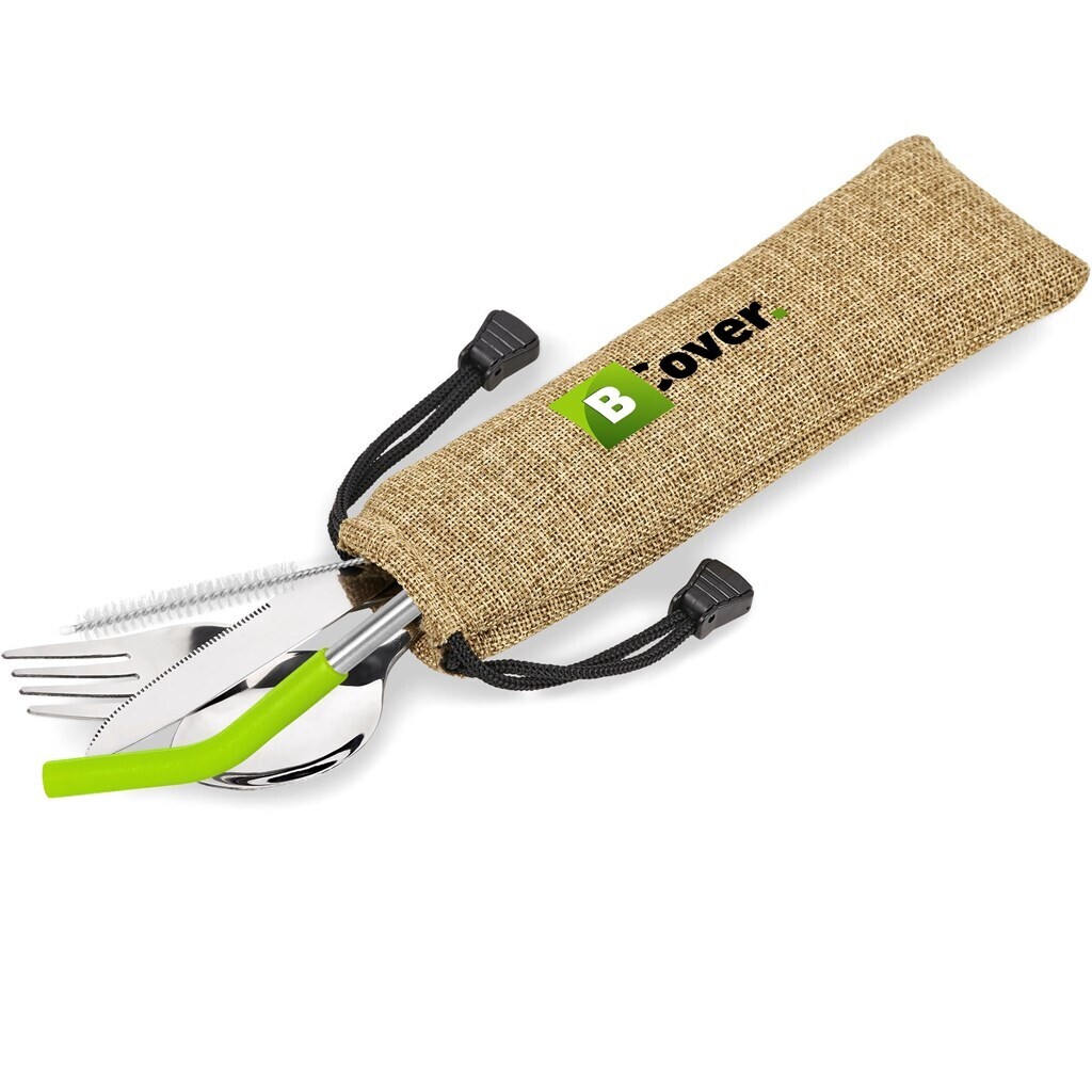 Kooshty Safari Cutlery &amp; Straw Set - Lime