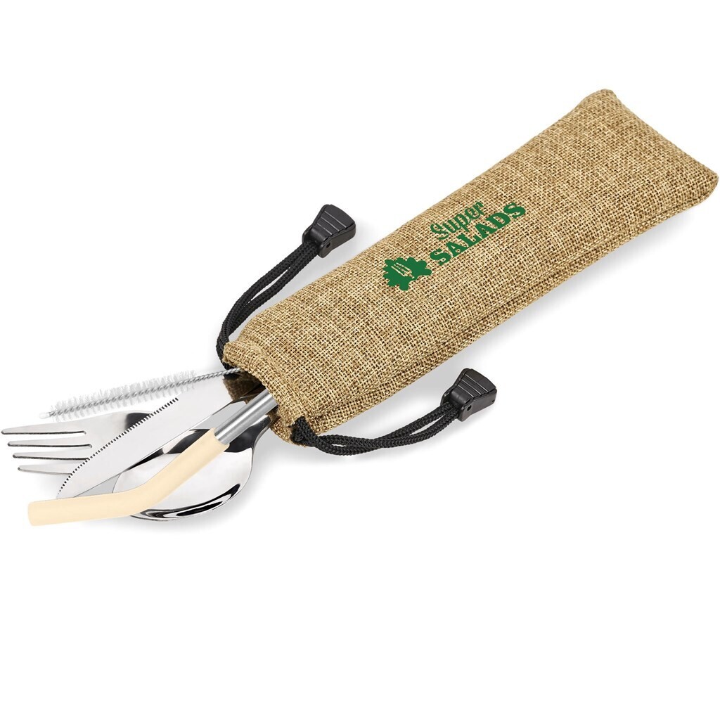 Kooshty Safari Cutlery &amp; Straw Set - Cream