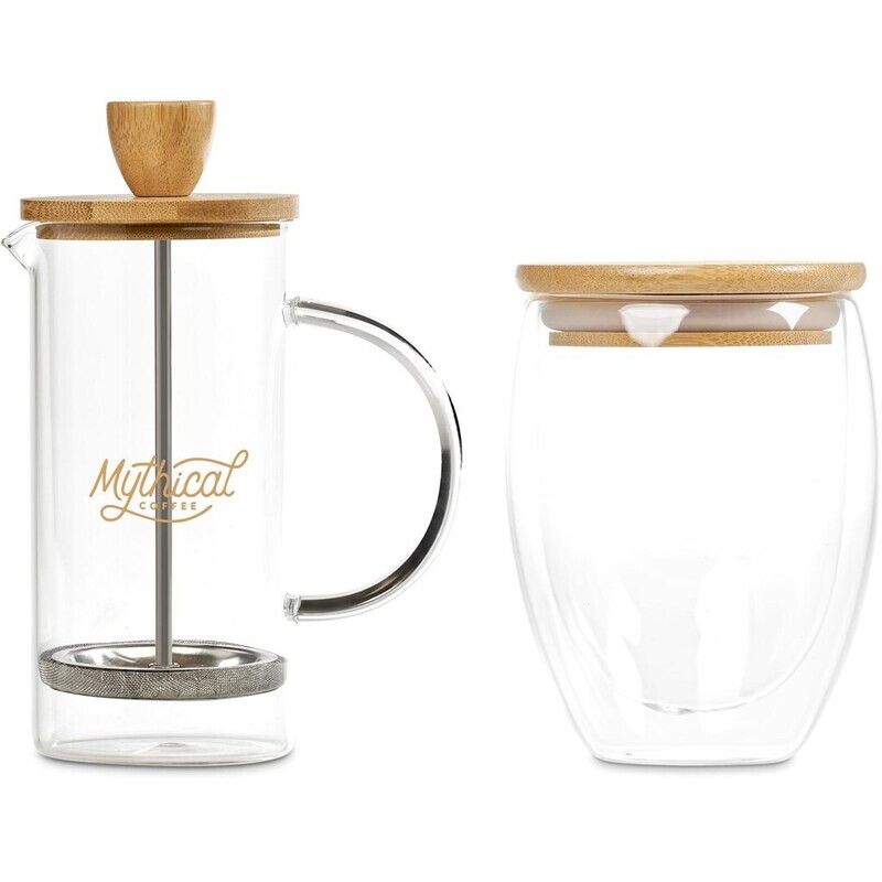 Okiyo Aibo Glass &amp; Bamboo Coffee Set