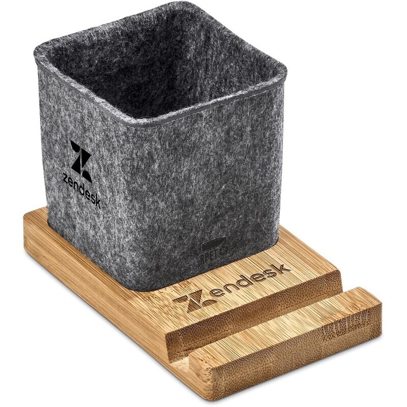 Okiyo Kyadi Recycled PET &amp; Bamboo Desk Caddy Phone Stand