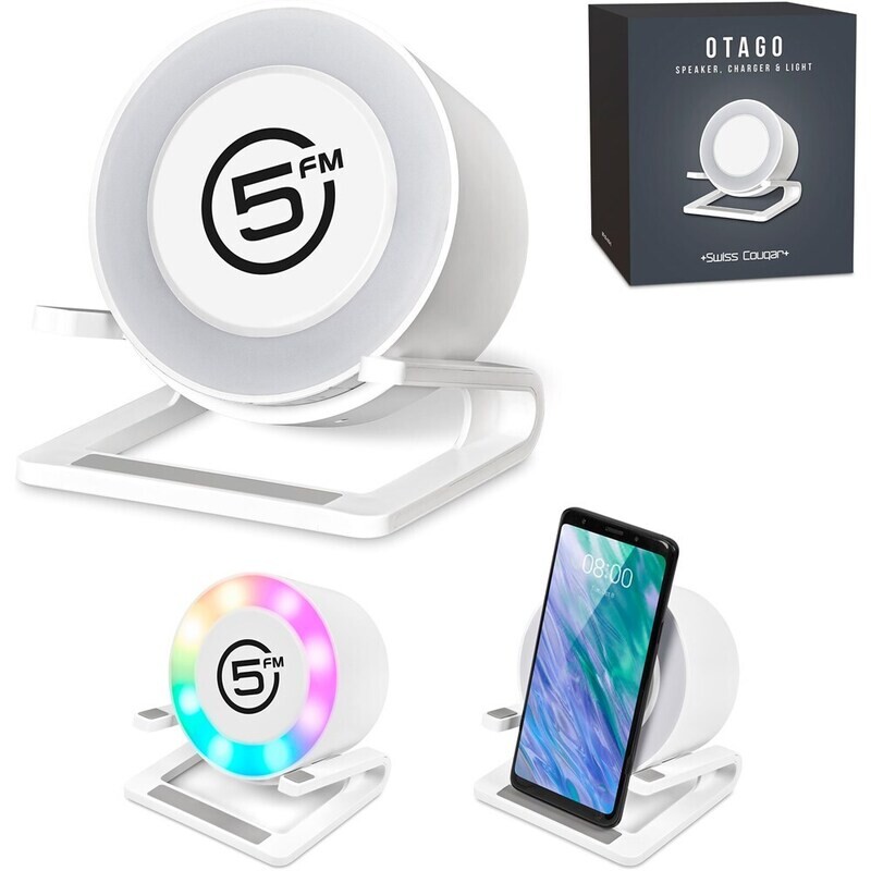 Swiss Cougar Otago Bluetooth Speaker, Wireless Charger, Phone Stand &amp; Night Light