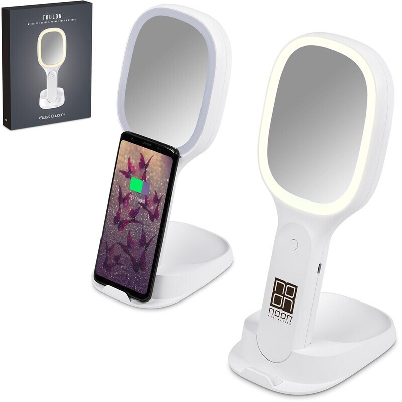 Swiss Cougar Toulon Wireless Charger, Phone Stand &amp; Portable Mirror