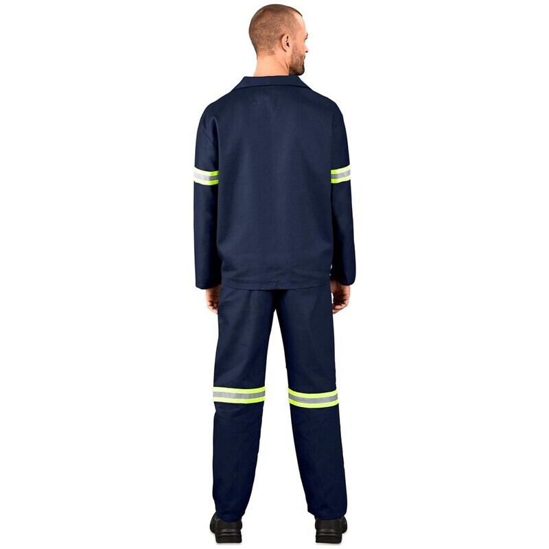 Technician 100% Cotton Conti Suit - Reflective Arms &amp; Legs - Yellow Tape
