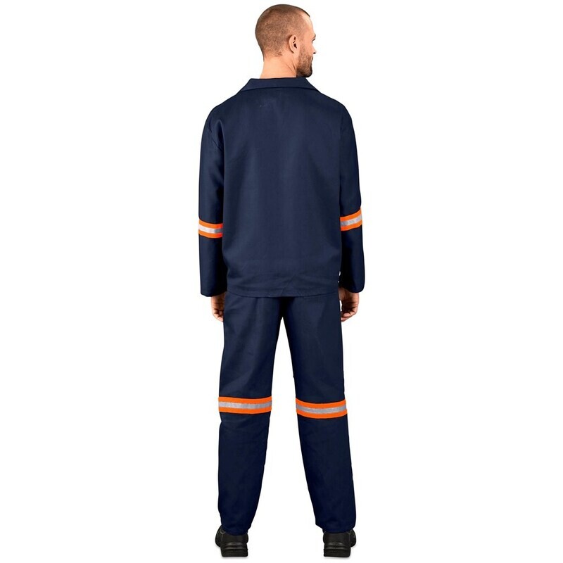 Technician 100% Cotton Conti Suit - Reflective Arms &amp; Legs - Orange Tape