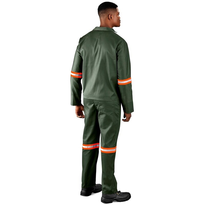 Acid Resistant Polycotton Conti Suit - Reflective Arm &amp; Legs - Orange Tape