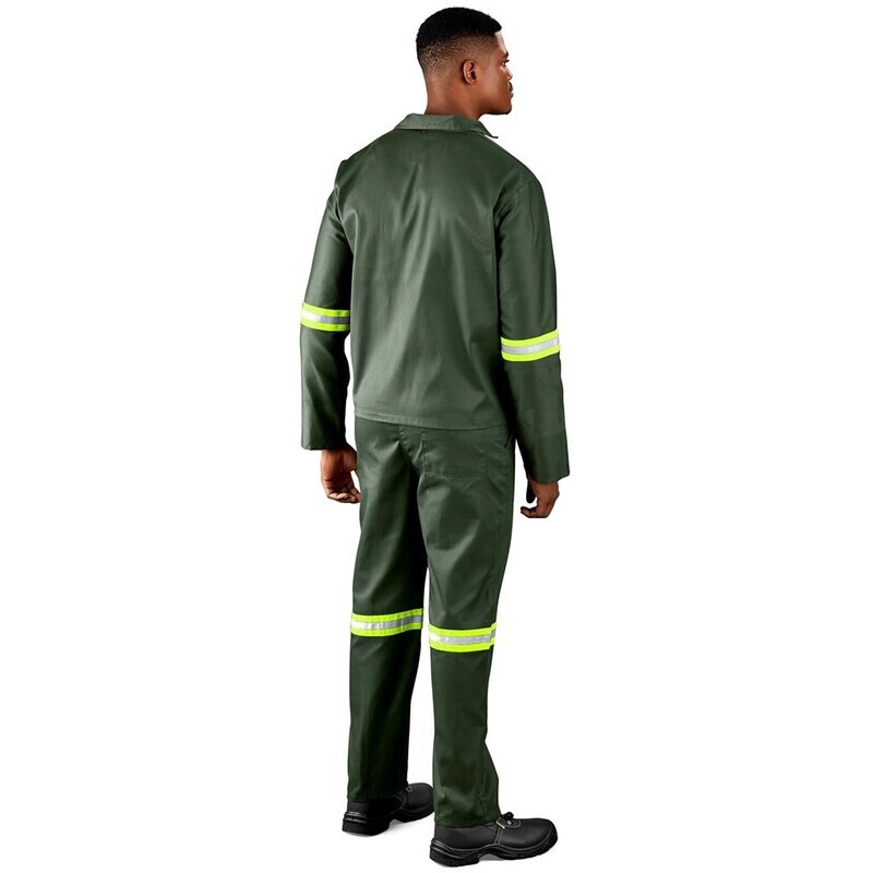 Acid Resistant Polycotton Conti Suit - Reflective Arm &amp; Legs - Yellow Tape