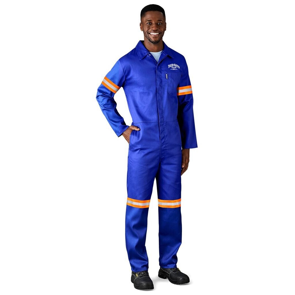 Safety Polycotton Boiler Suit - Reflective Arms &amp; Legs - Orange Tape