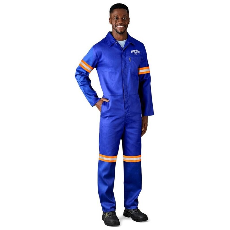 Safety Polycotton Boiler Suit - Reflective Arms &amp; Legs - Orange Tape