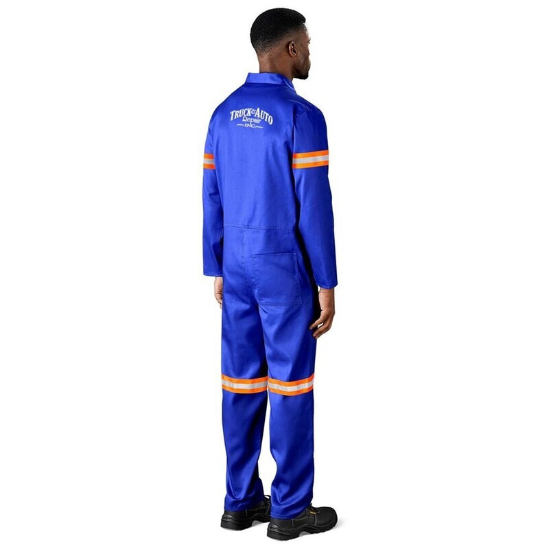 Safety Polycotton Boiler Suit - Reflective Arms &amp; Legs - Orange Tape