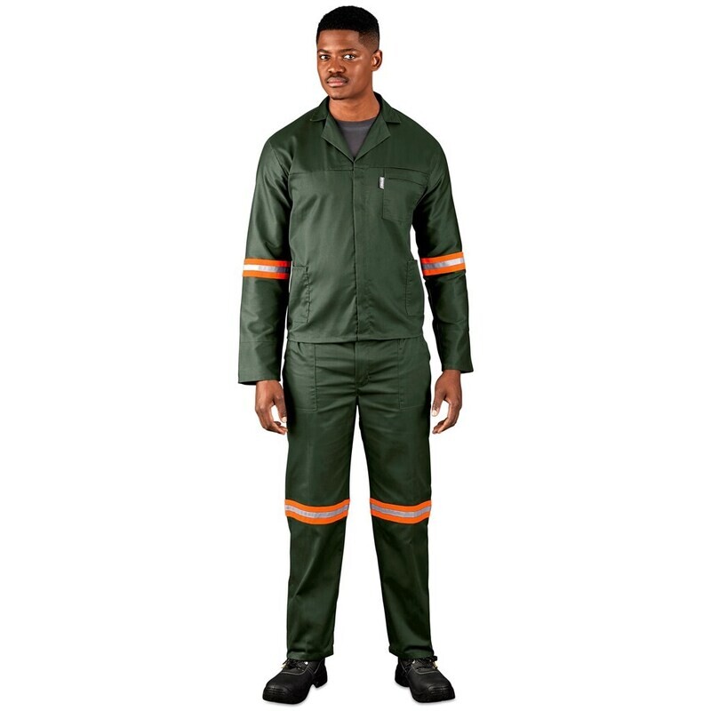 Acid Resistant Polycotton Conti Suit - Reflective Arm, Legs &amp; Back - Orange Tape