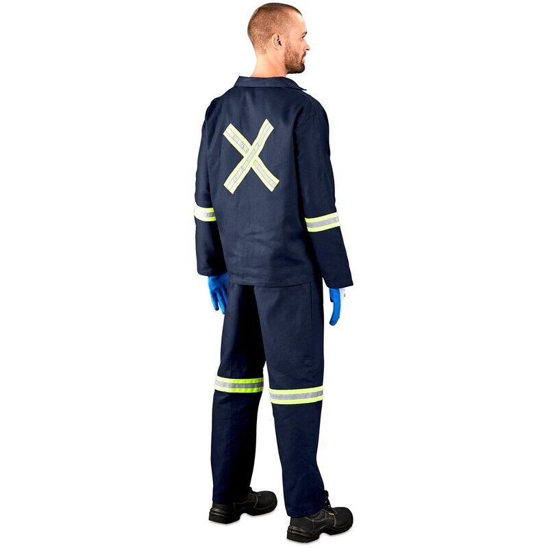 Technician 100% Cotton Conti Suit - Reflective Arms, Legs &amp; Back - Yellow Tape