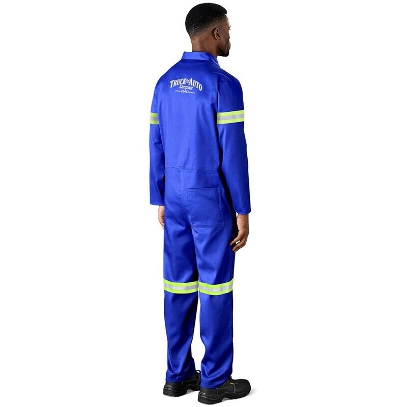 Safety Polycotton Boiler Suit - Reflective Arms &amp; Legs - Yellow Tape