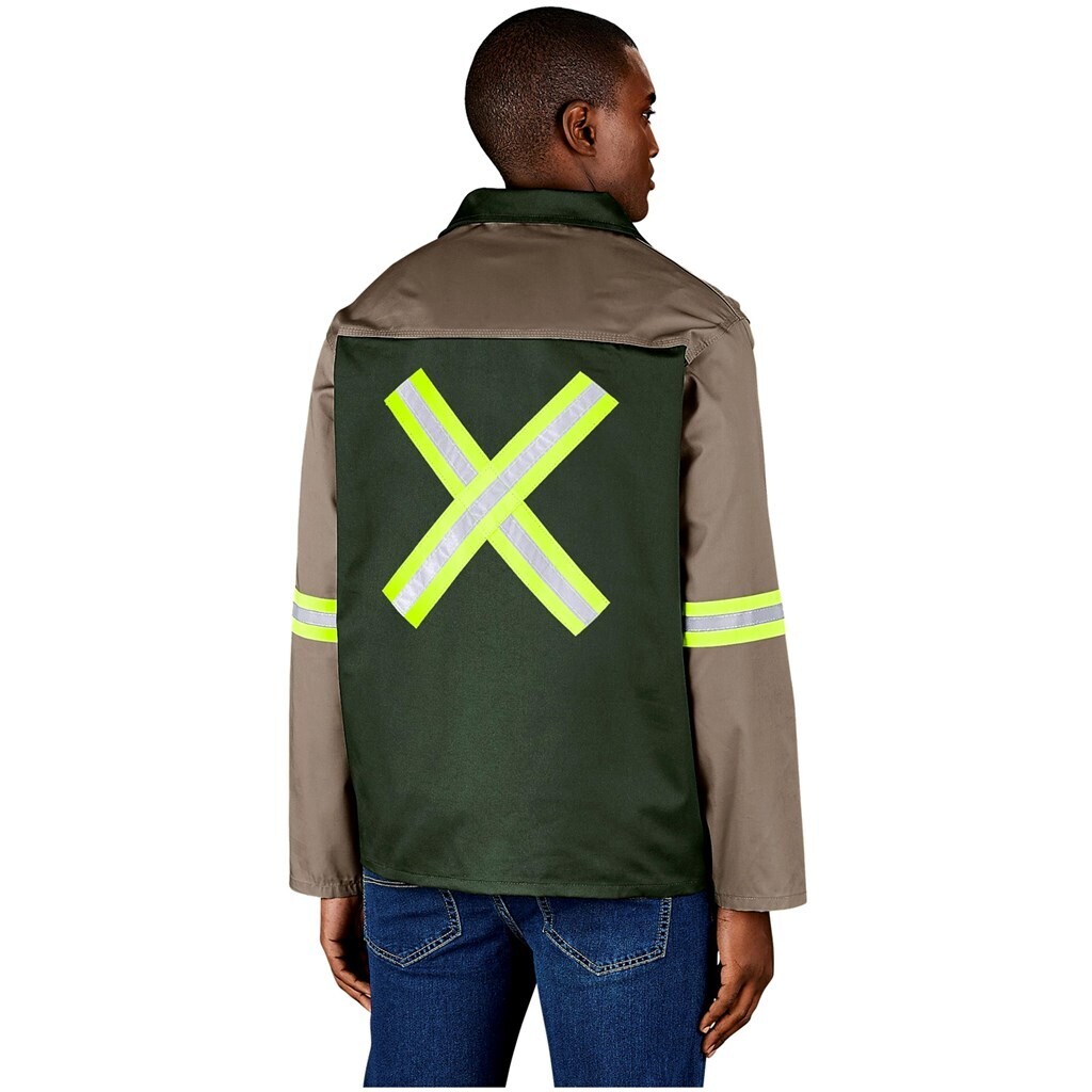 Site Premium Two-Tone Polycotton Jacket - Reflective Arms &amp; Back - Yellow Tape