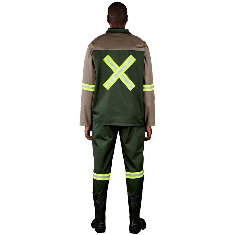 Site Premium Two-Tone Polycotton Jacket - Reflective Arms &amp; Back - Yellow Tape