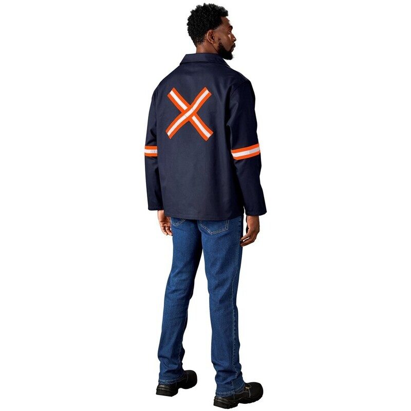Artisan Premium 100% Cotton Jacket - Reflective Arms &amp; Back - Orange Tape