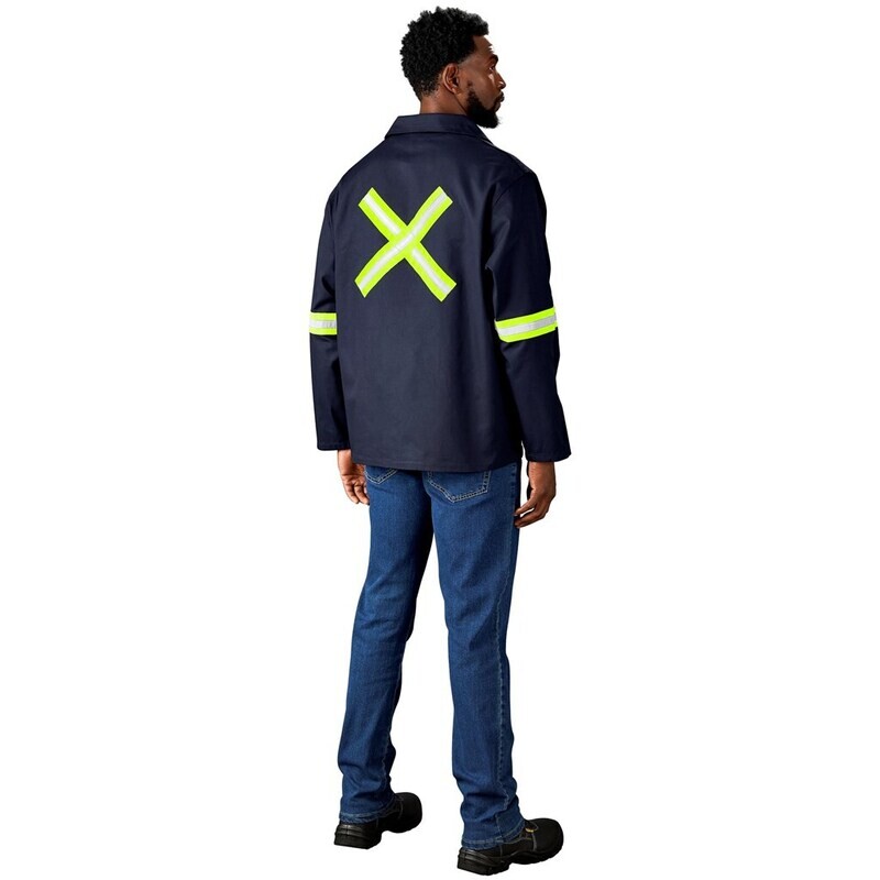Artisan Premium 100% Cotton Jacket - Reflective Arms &amp; Back - Yellow Tape