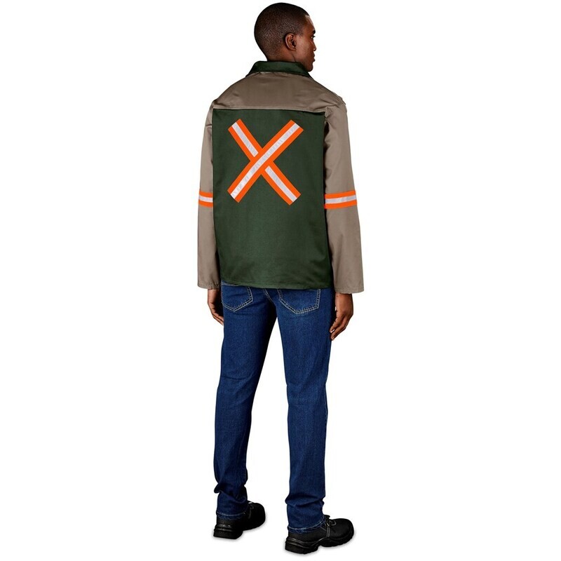 Site Premium Two-Tone Polycotton Jacket - Reflective Arms &amp; Back - Orange Tape
