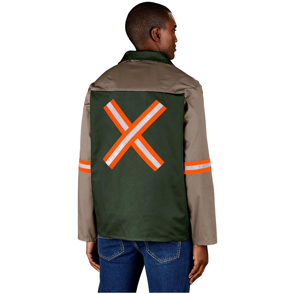 Site Premium Two-Tone Polycotton Jacket - Reflective Arms &amp; Back - Orange Tape