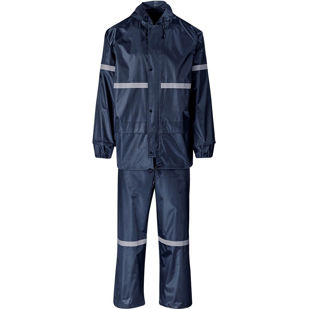 Outdoor Hi-Viz Reflective Polyester/PVC Rainsuit - Navy