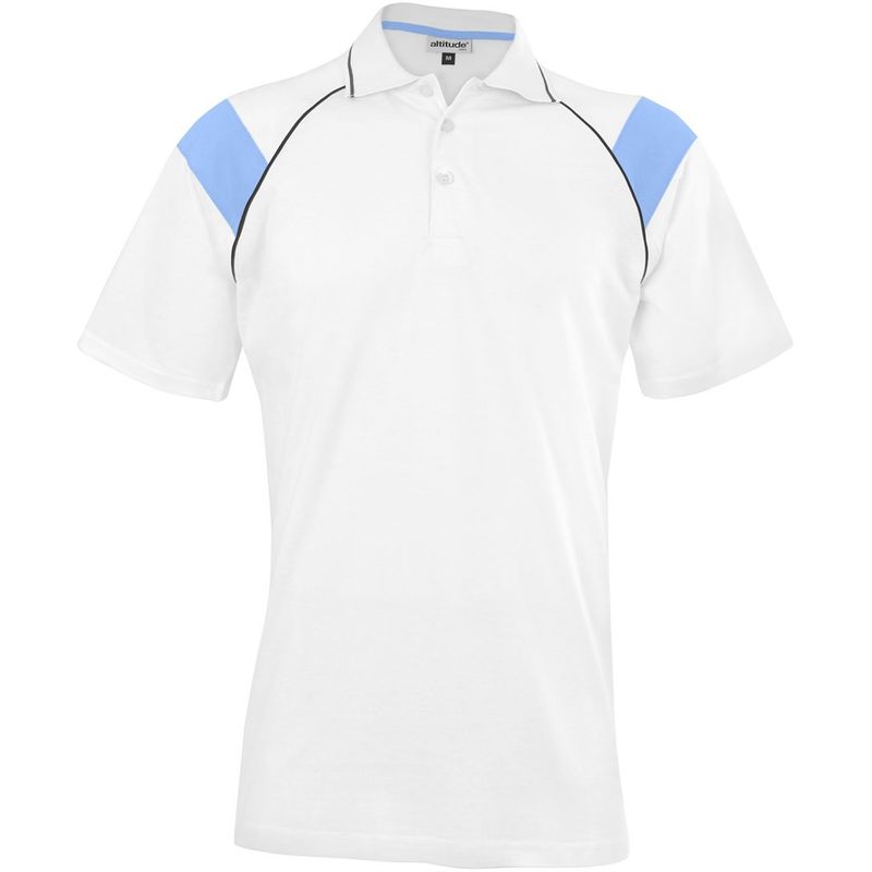 Mens Score Golf Shirt - White Light Blue