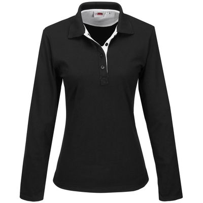 Ladies Long Sleeve Solo Golf Shirt - White