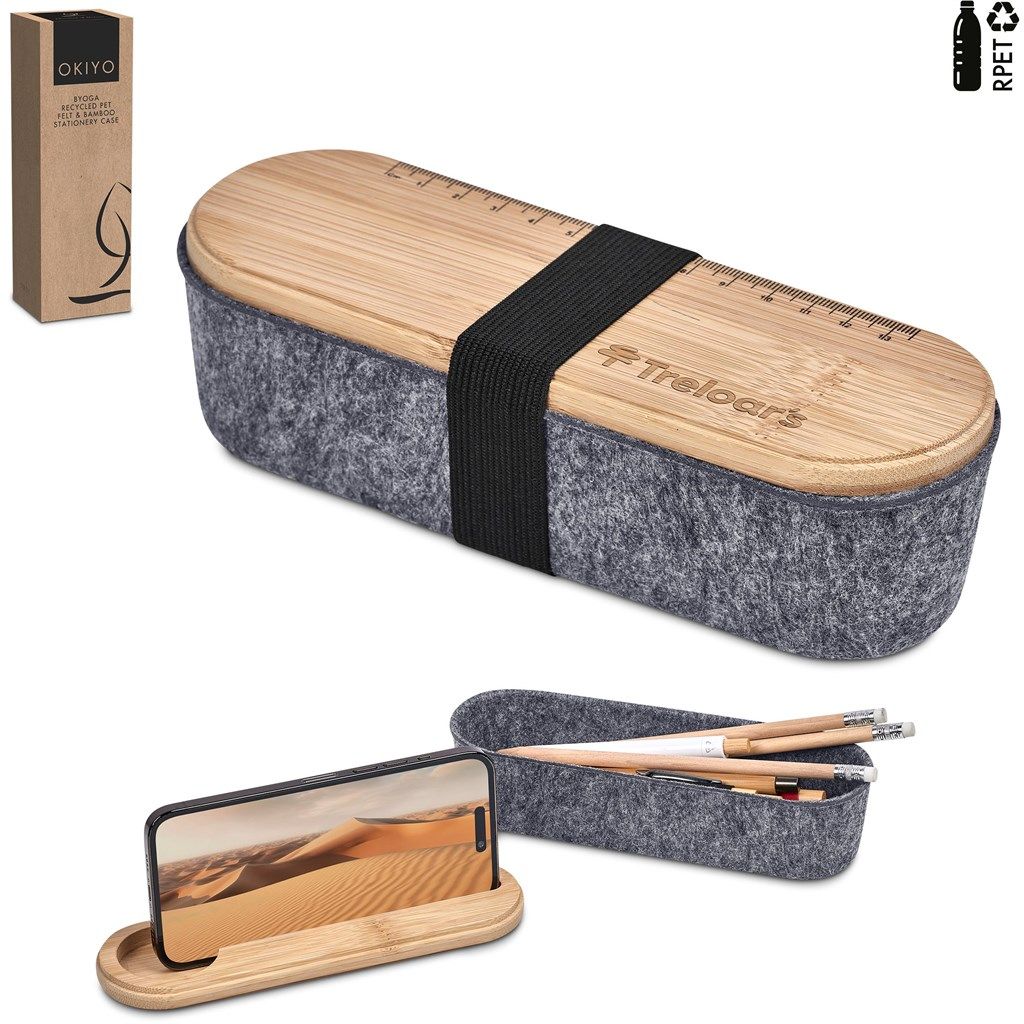 Okiyo Byoga Recycled PET Felt &amp; Bamboo Stationery Case