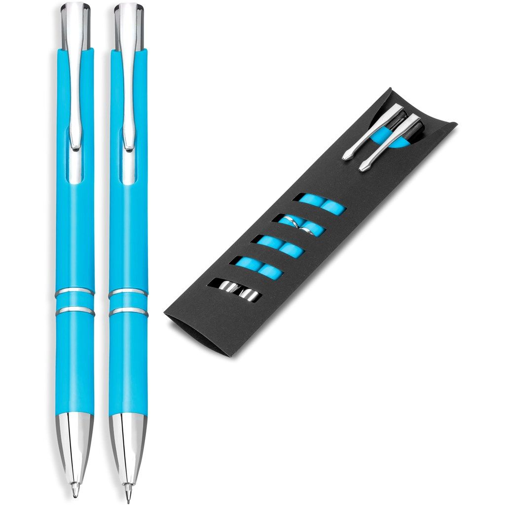 Electra Ball Pen &amp; Pencil Set - Cyan