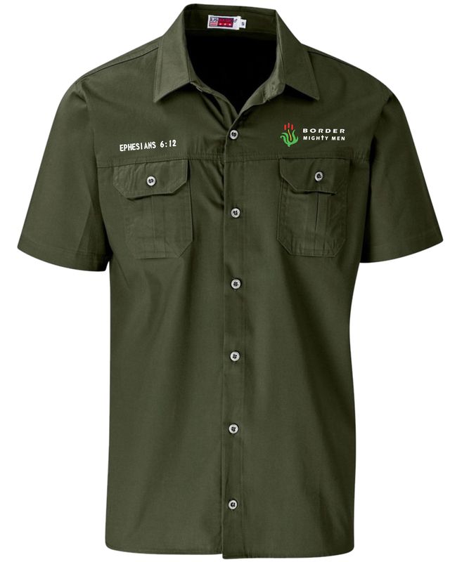 2024 Mighty Mens Short Sleeve Wildstone Military Green Shirt