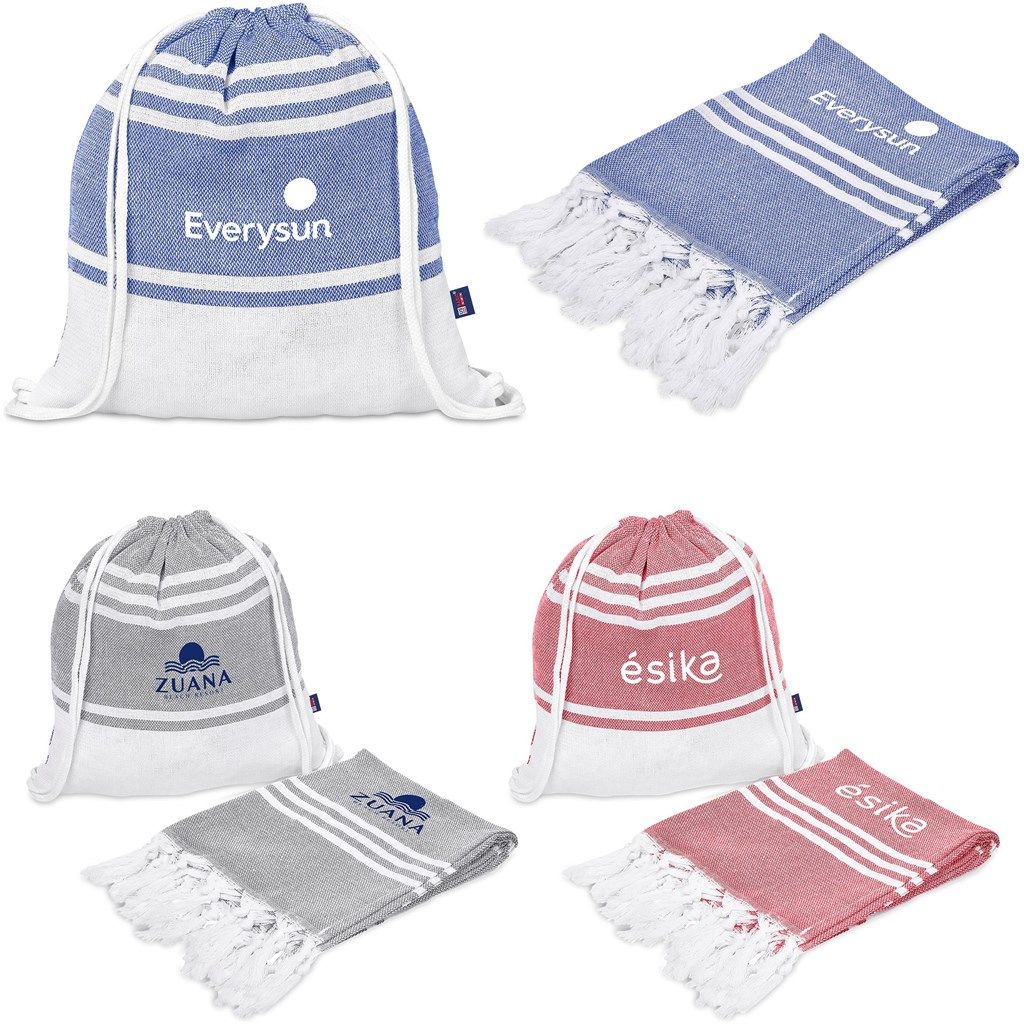 US Basic Santa Cruz Cotton-Rich Beach Towel &amp; Drawstring Bag