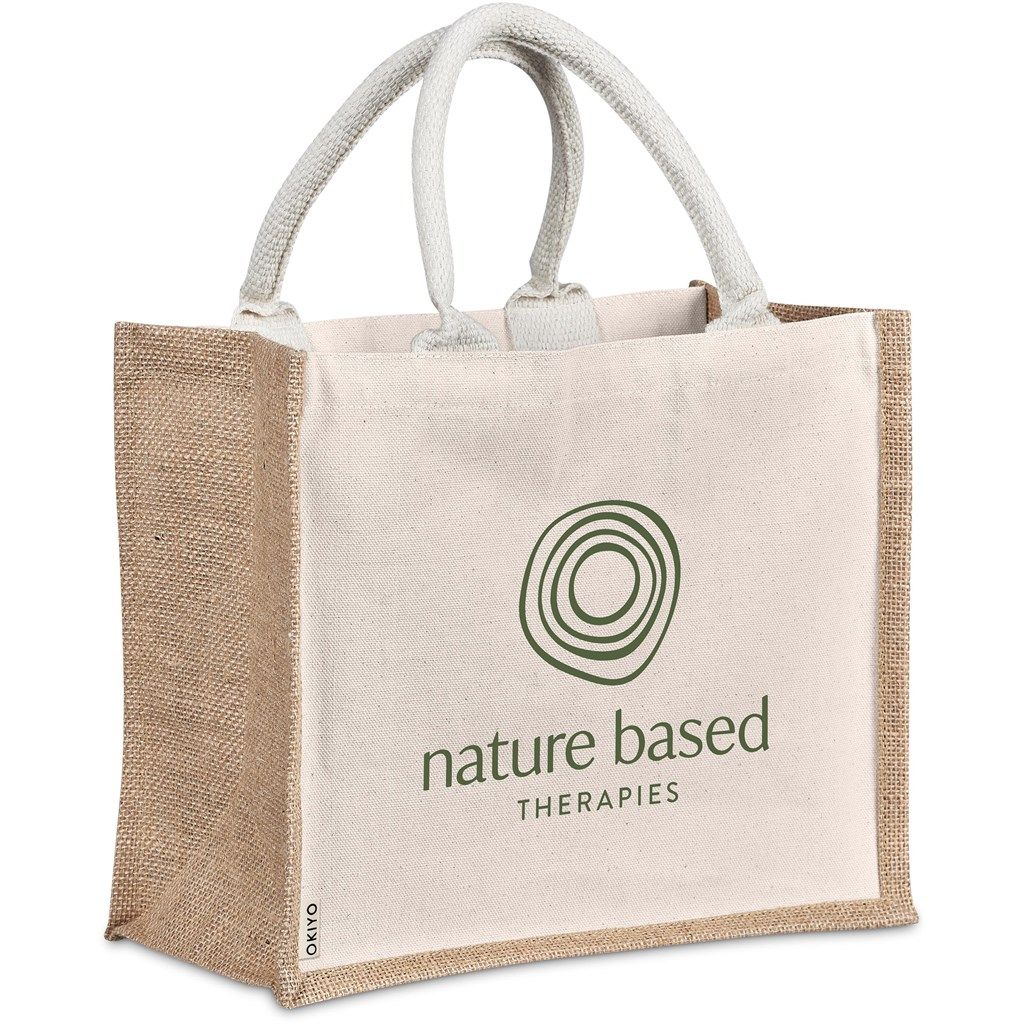 Okiyo Chinsai Midi Jute &amp; Cotton Tote
