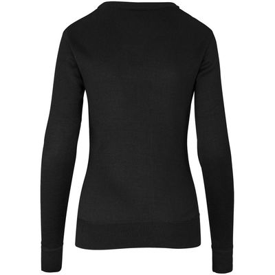 Ladies Long Sleeve Peru V-Neck Jersey - Black