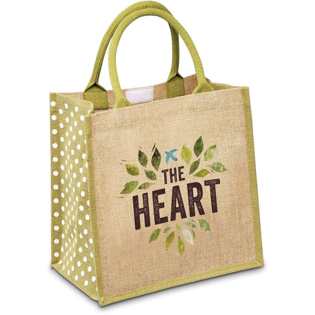 Polka Jute Tote - Lime