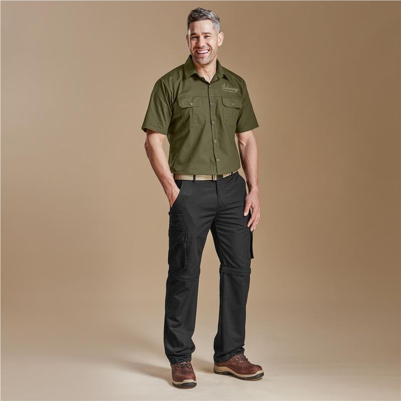 Mens Cargo Zip Off Pants - Black