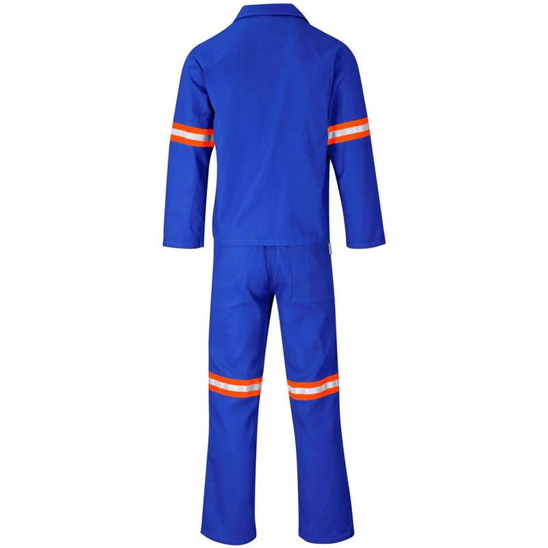 Technician 100% Cotton Conti Suit - Reflective Arms &amp; Legs - Orange Tape - Royal Blue