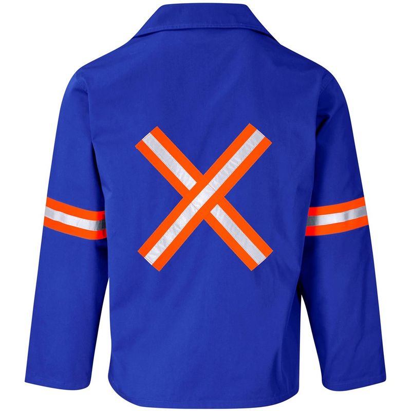 Site Premium Polycotton Jacket - Reflective Arms &amp; Back - Orange Tape - Royal Blue