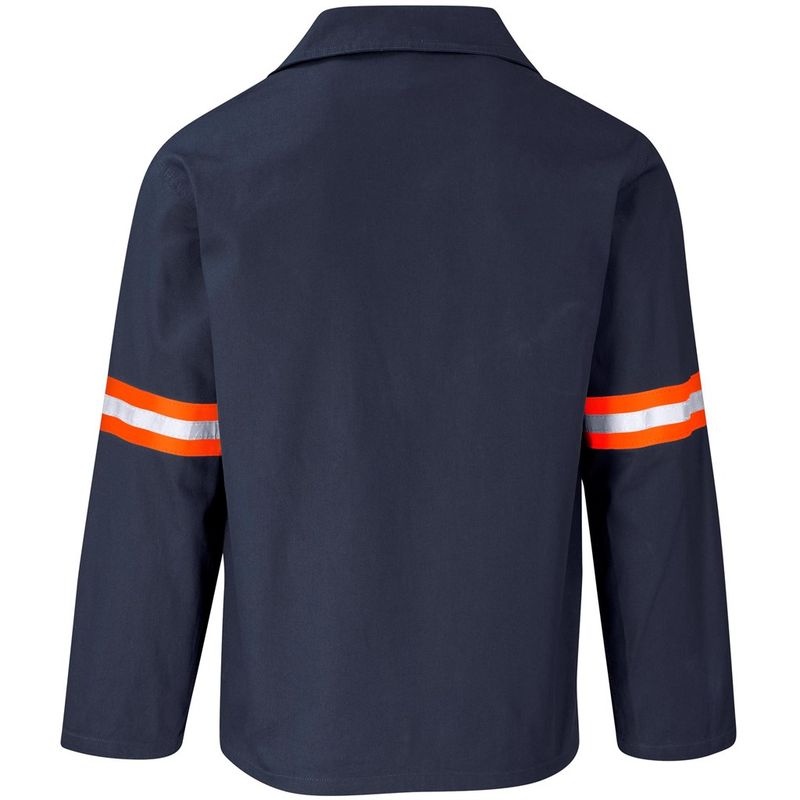 Artisan Premium 100% Cotton Jacket - Reflective Arms - Orange Tape - Navy