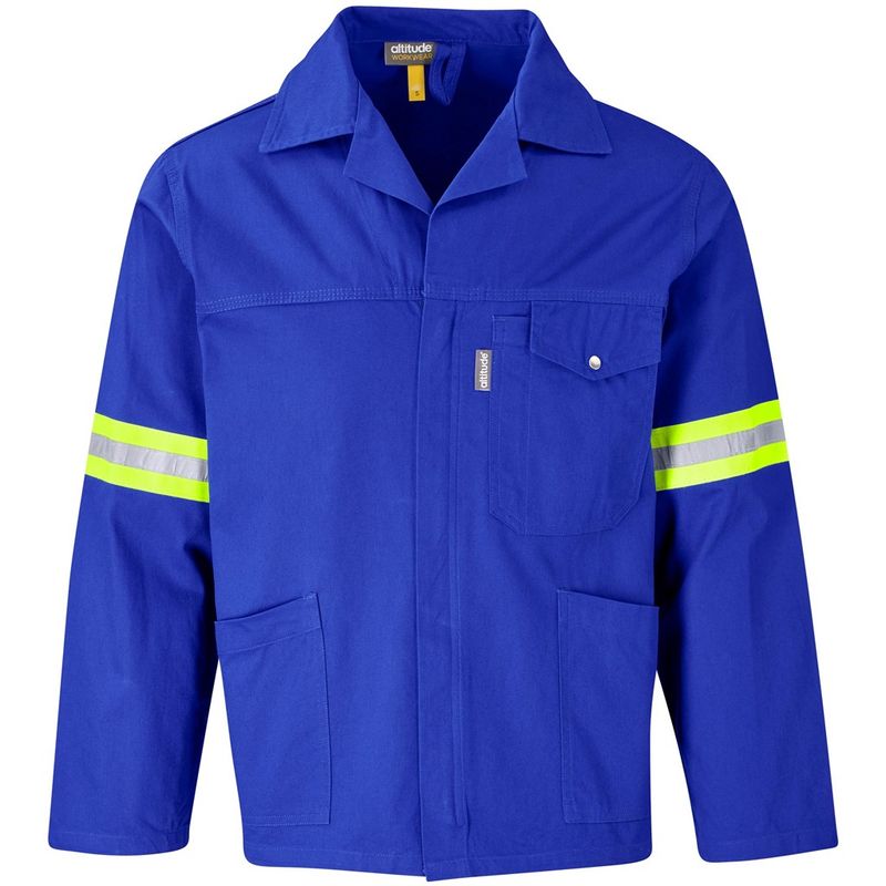 Artisan Premium 100% Cotton Jacket - Reflective Arms - Yellow Tape - Royal Blue