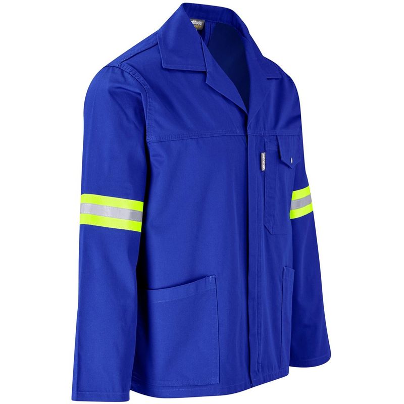 Site Premium Polycotton Jacket - Reflective Arms &amp; Back - Yellow Tape - Royal Blue