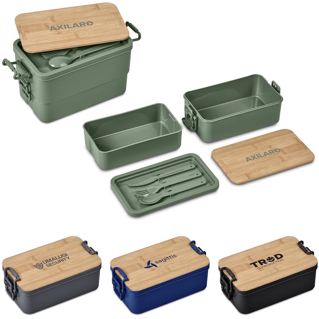 Urban Terrain Lakeside Double Layer Lunch Box &amp; Cutlery Set