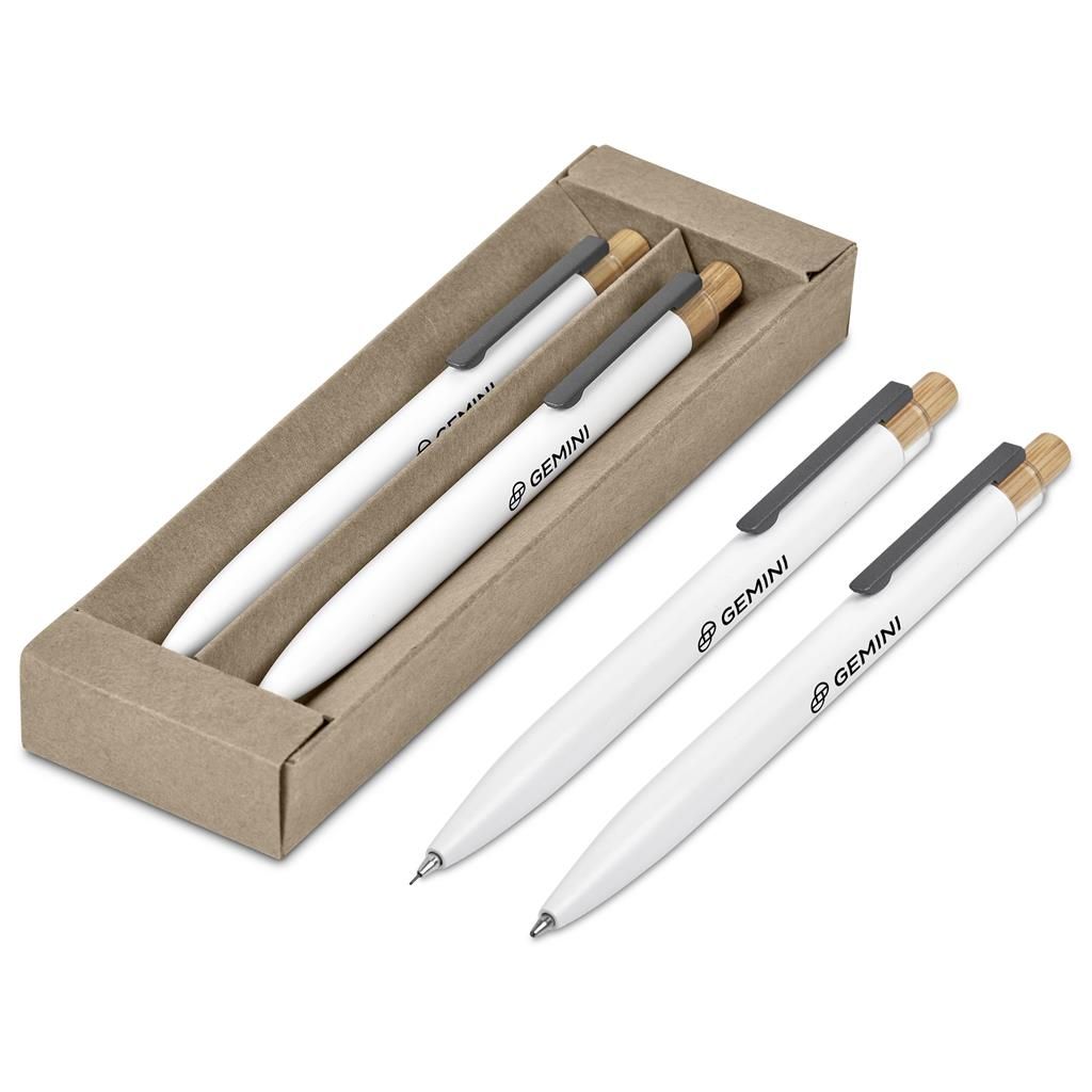 Okiyo Mimotu Ball Pen &amp; Pencil Set - Solid White