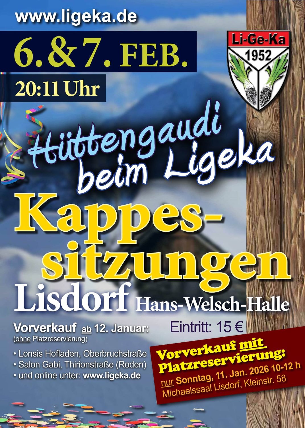 06.02. Eintrittskarte Kappensitzung LiGeKa